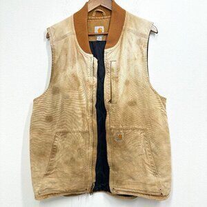 Carhartt Loose Fit Washed Duck Insulated Rib Collar‎ Vest Destroyed Thrashed LT